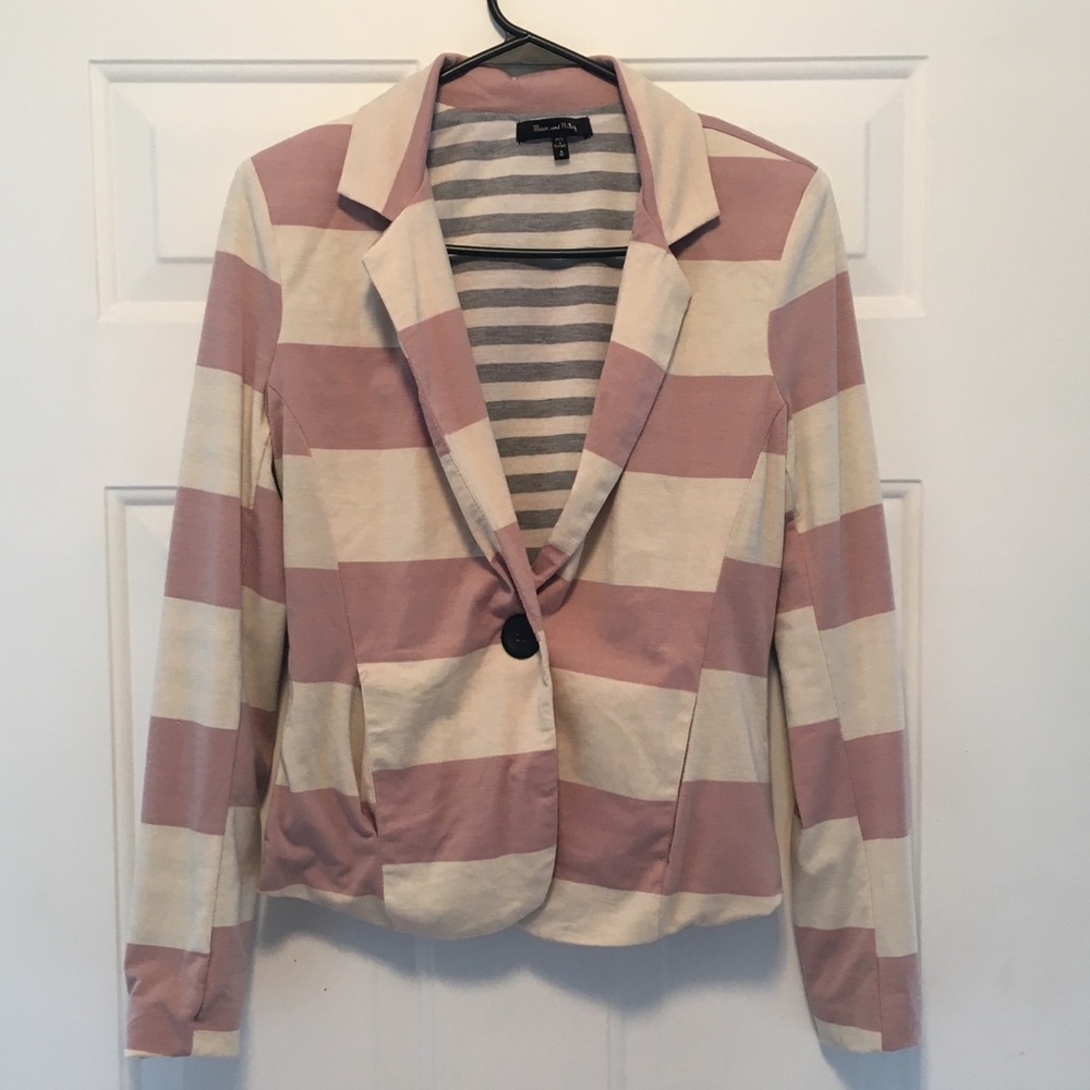Cream and Pink Striped Blazer
